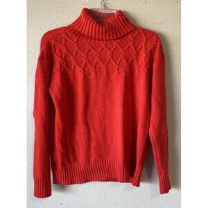 Liz Claiborne medium solid orange red sweater turtleneck (1-15/54)